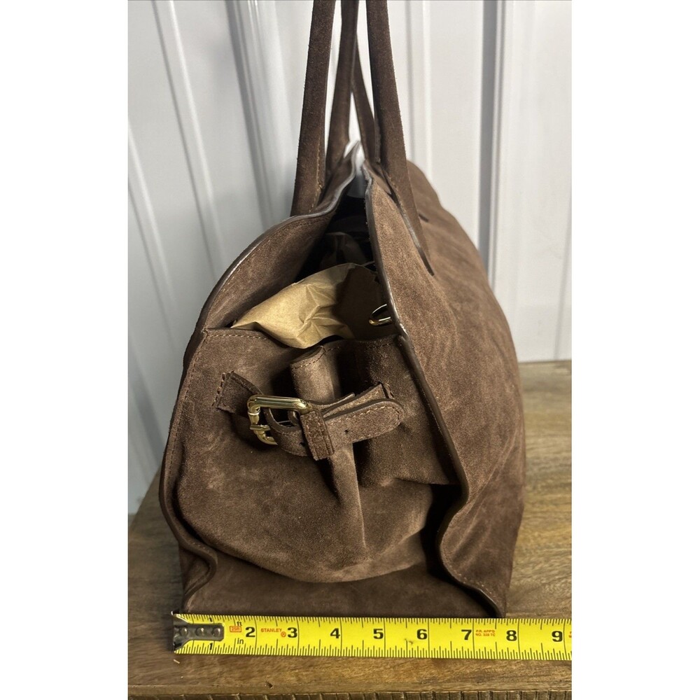 Claudia Firenze Dark Chocolate Suede Bag Tote Italian Leather-No Crossbody Strap - Picture 13 of 13